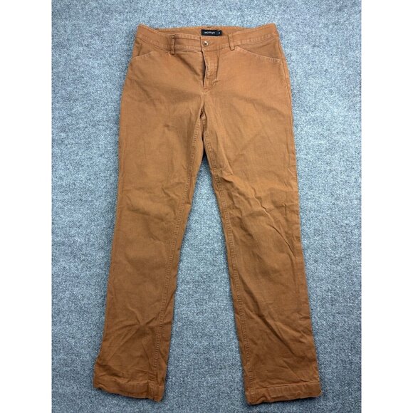 Womyn Chino Pants Women's 8 Brown Straight Leg Pockets Mid Rise Made In USA - Picture 1 of 9